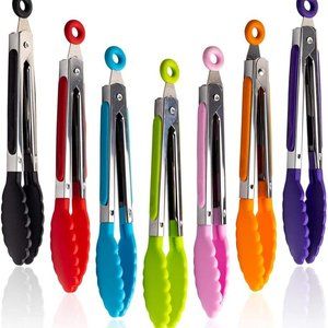 Stainless Steel 7 Inch  Silicone Party mini Tong Utensils for personal servings